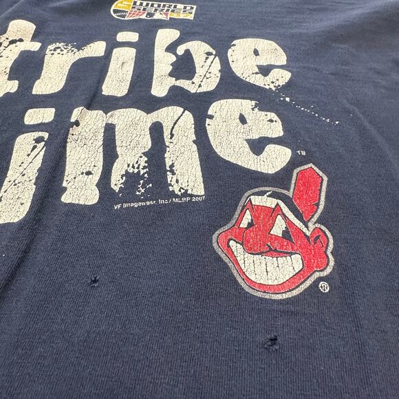 2007 Majestic Cleveland Indians Tribe Time World Series Blue Mens XL T-shirt y2k - Picture 4 of 10